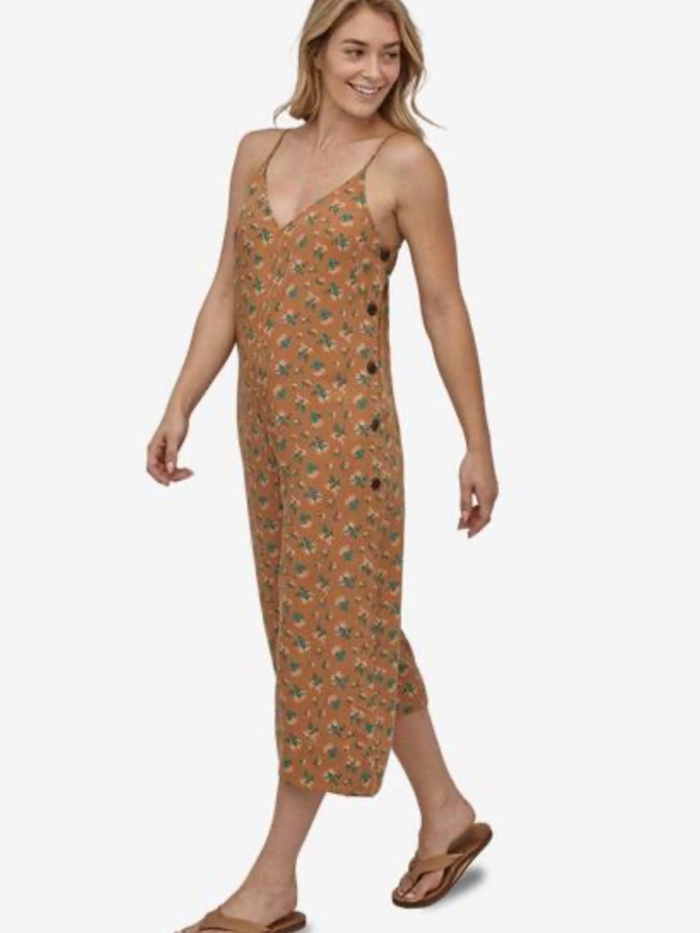 Patagonia Womens June Lake Jumpsuit Sweet Pea Floral Tencel Wide Leg Medium